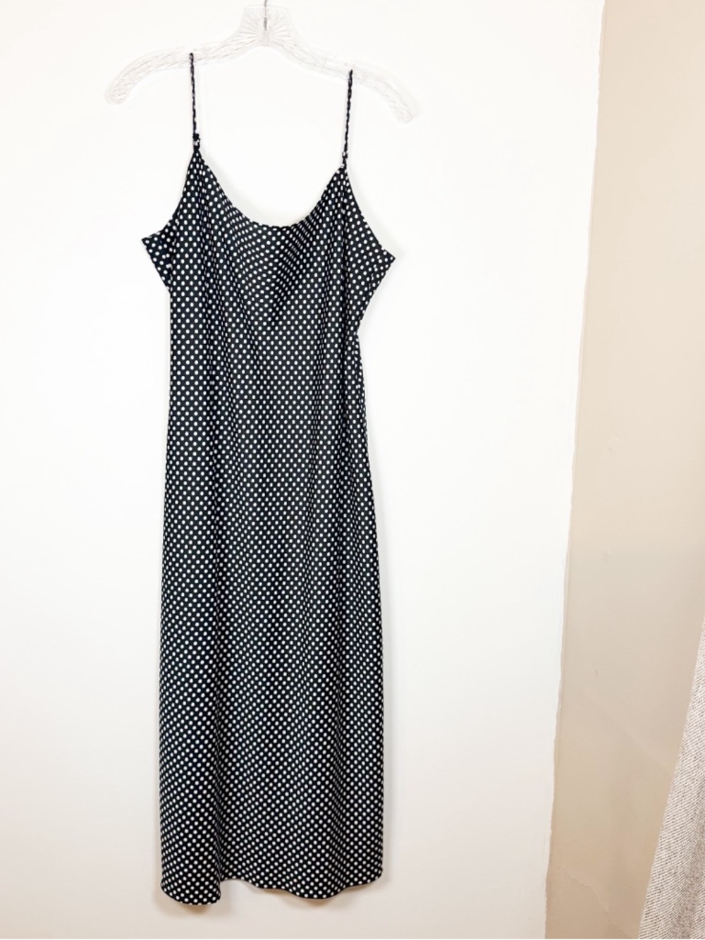 J. Crew Black and White Polka Dot Maxi Slip Dress